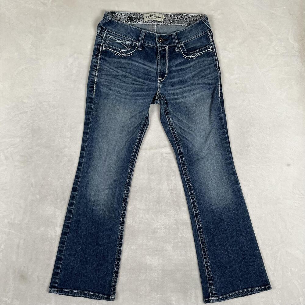 Ariat R.E.A.L. Bootcut Jeans Womens 31S Blue Med Wash Embroidered Denim